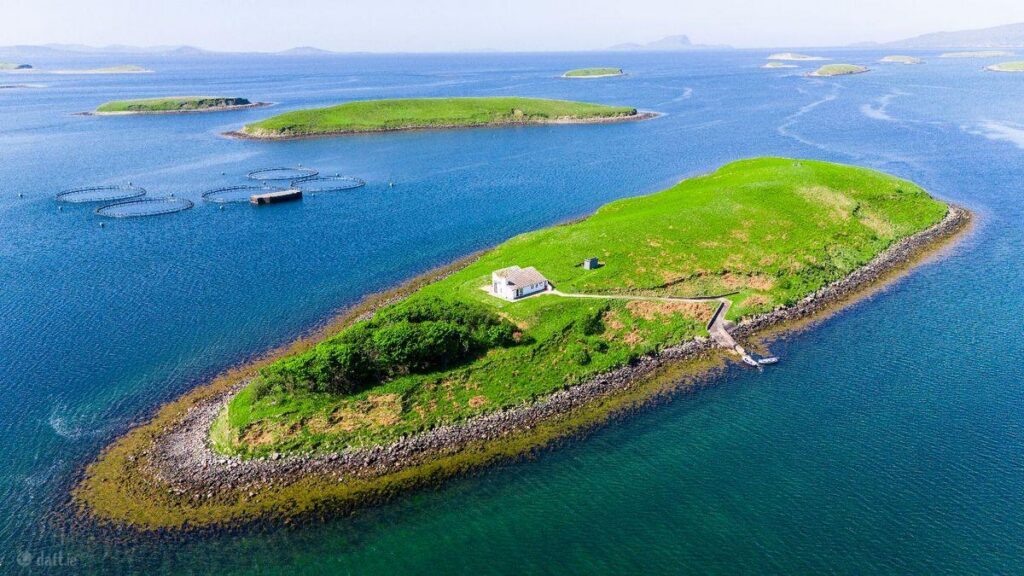 The 10-acre Innishchoragh has its own pier and lies about 10 minutes from the mainland by boat.
