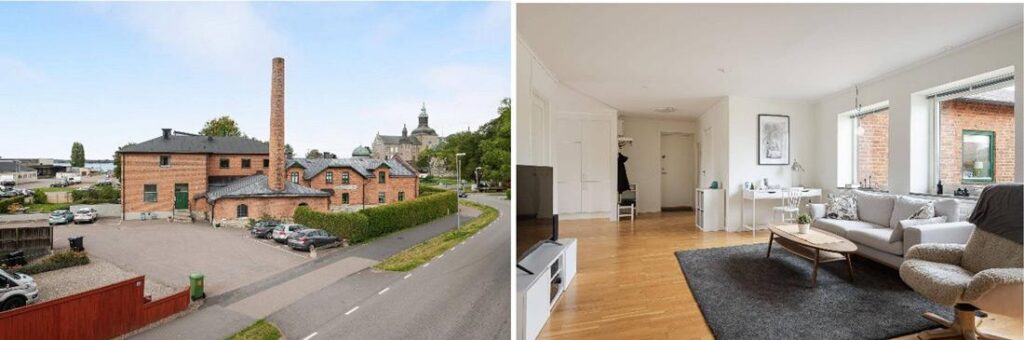 This three-room apartment in a converted historic creamery in Vadstena was listed for about $125,000—an example of the incredible value Ciaran found in Sweden